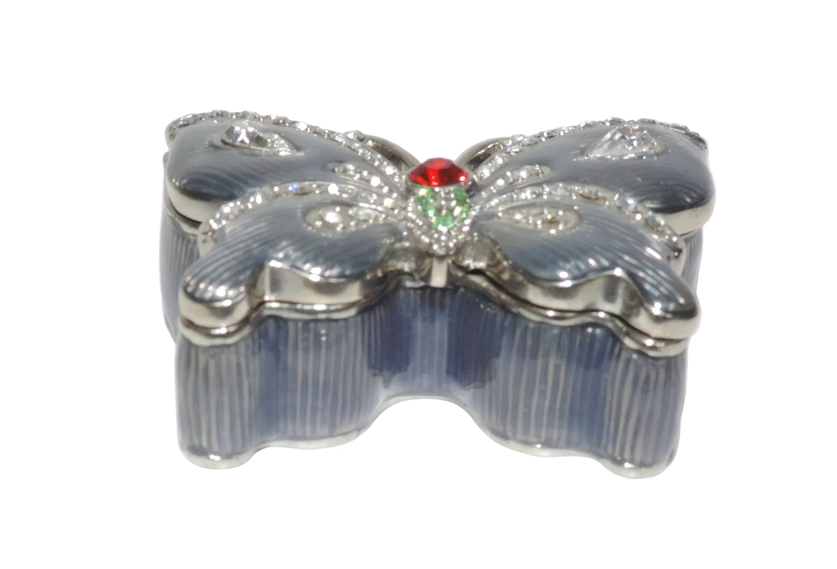 Purple Butterfly Trinket Box with Crystal Accents
