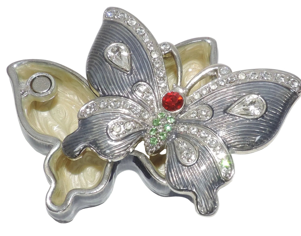 Purple Butterfly Trinket Box with Crystal Accents