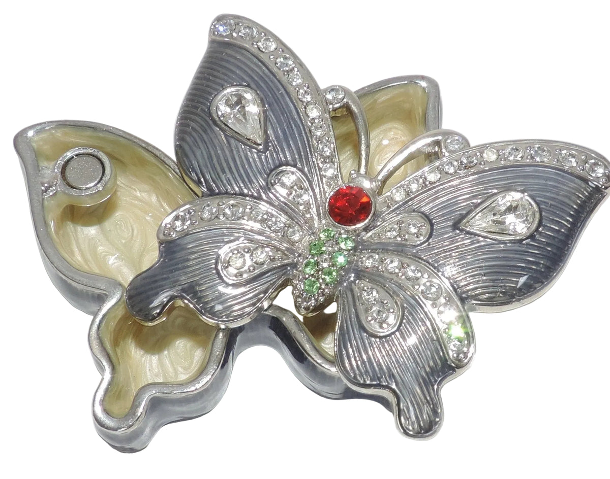 Purple Butterfly Trinket Box with Crystal Accents